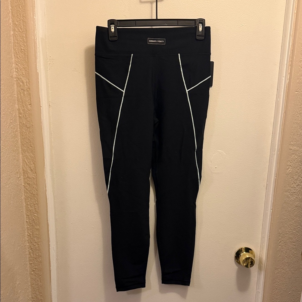 Savage X Fenty sport by Rihanna  Black Leggings with White Accents